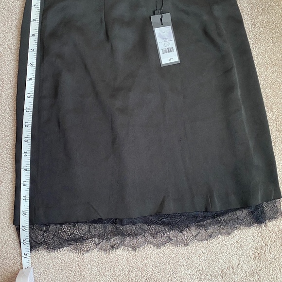 Satin Mini Skirt with Lace Detail in Jet Black - Picture 6 of 6